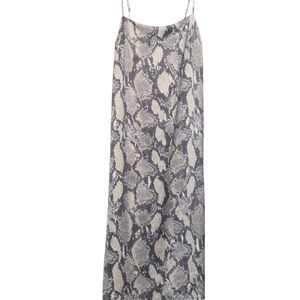 H&M Snake Pattern Tan and Grey Satin Slip Dress Sized Medium